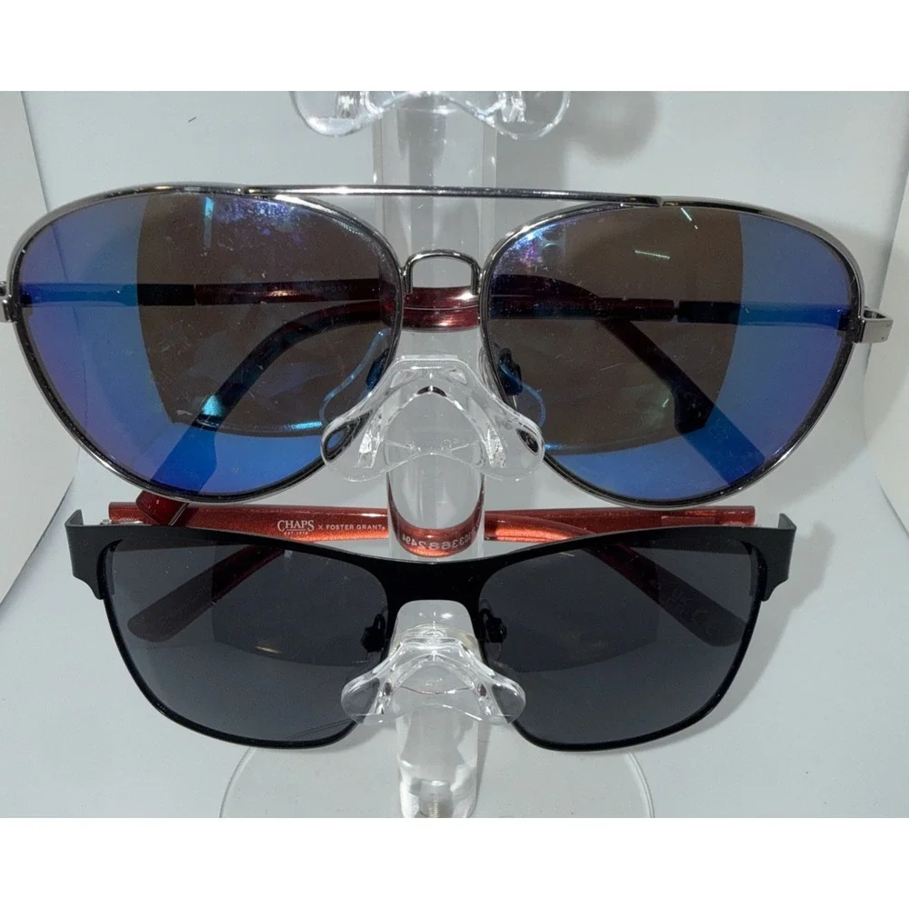 Lot of 2 pairs Authentic Chaps x Foster Grant Sunglasses- Silver & Black Aviator